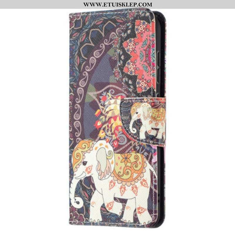 Etui Folio do Samsung Galaxy S21 FE Mandala Etnicznych Słoni